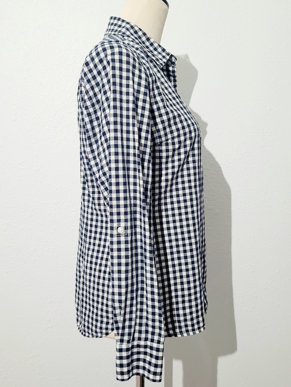 Tommy Hilfiger Classic Fit Gingham Shirt Women Size Small Blue White 100% Cotton - Picture 4 of 11